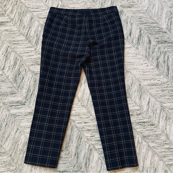 Ann Taylor Devin Fit Navy Grey Yellow White Plaid Pockets Trousers Pants Office - Picture 5 of 13